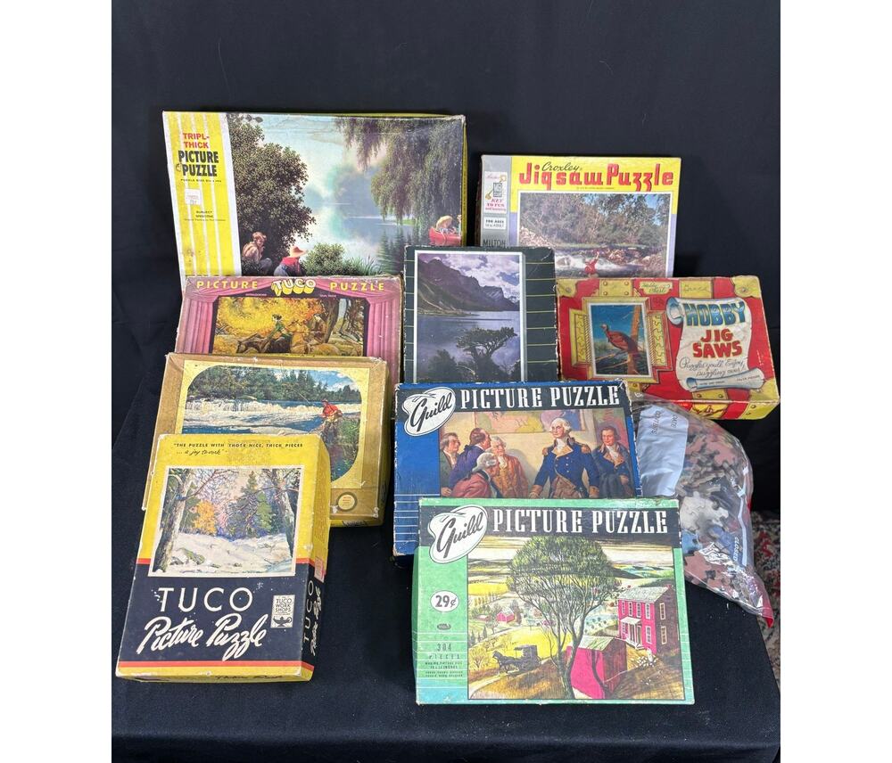 Vintage Puzzles Jigsaws Tucu Guild Croxley Hobby Hart Picture Puzzle 9 total